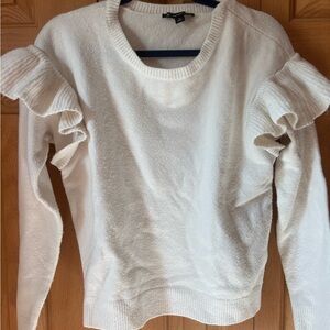 Elegant White Ruffle Sweater